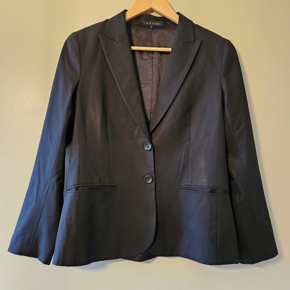 Theory Wool Women's Classic Black Blazer Size 10. - Picture 2 of 8